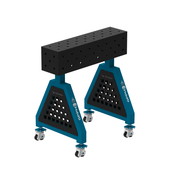 Podpora spawalnicza TRESTLE ECO 800x200x200 mm - system fi 16 - Siatka DIAGONALNA - Na kołach