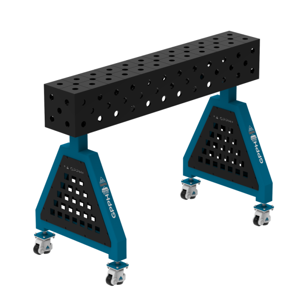 Podpora spawalnicza TRESTLE ECO 1200x200x200 mm - system fi 28 - Siatka DIAGONALNA - Na kołach