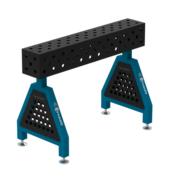 Podpora spawalnicza TRESTLE ECO 1200x200x200 mm - system fi 28 - Siatka DIAGONALNA - Na stopach