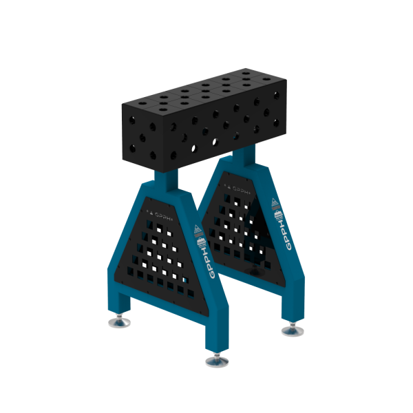 Podpora spawalnicza TRESTLE PRO 600x200x200 mm - system fi 28 - Siatka DIAGONALNA - Na stopach