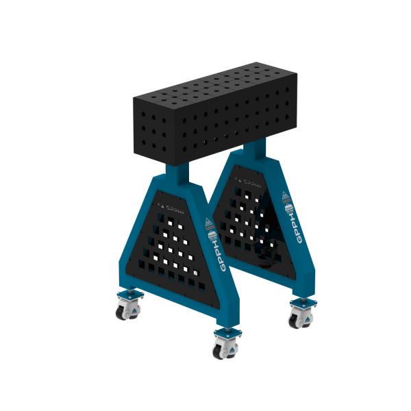 Podpora spawalnicza TRESTLE PRO 600x200x200 mm - system fi 16 - Siatka 50x50 mm - Na kołach