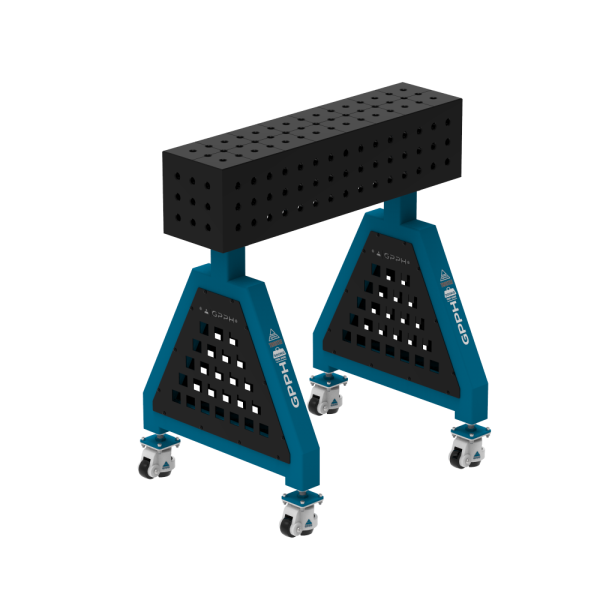 Podpora spawalnicza TRESTLE PRO 800x200x200 mm - system fi 16 - Siatka 50x50 mm - Na kołach