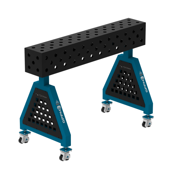 Podpora spawalnicza TRESTLE PRO 1200x200x200 mm - system fi 28 - Siatka DIAGONALNA - Na kołach