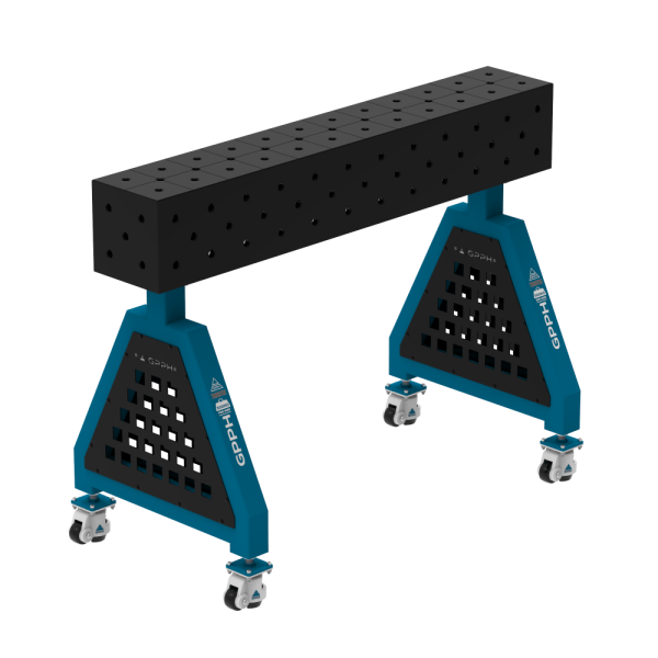 Podpora spawalnicza TRESTLE PRO 1200x200x200 mm - system fi 16 - Siatka DIAGONALNA - Na kołach