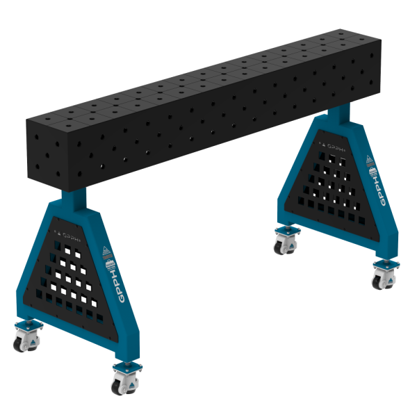 Podpora spawalnicza TRESTLE PRO 1500x200x200 mm - system fi 16 - Siatka DIAGONALNA - Na kołach