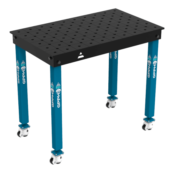 Stół Spawalniczy BASIC Rozmiar - 1000x600mm, System - Φ16, Nogi - Na kołach, Siatka - DIAGONALNA