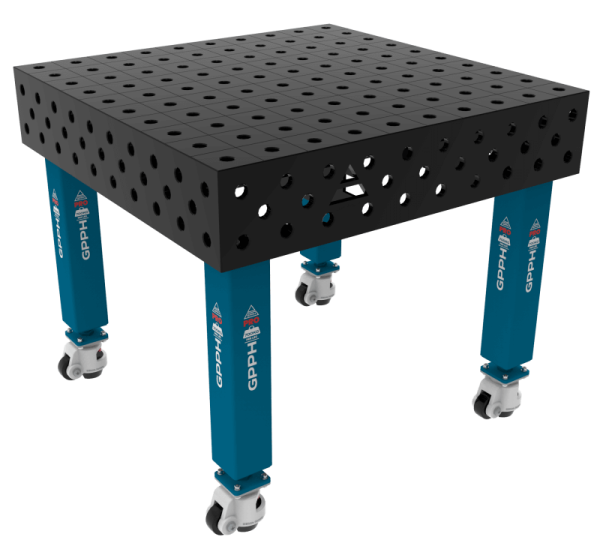 Stół Spawalniczy PRO Rozmiar - 1000x1000mm, Siatka - 100x100mm, System - Φ28, Nogi - Na kołach