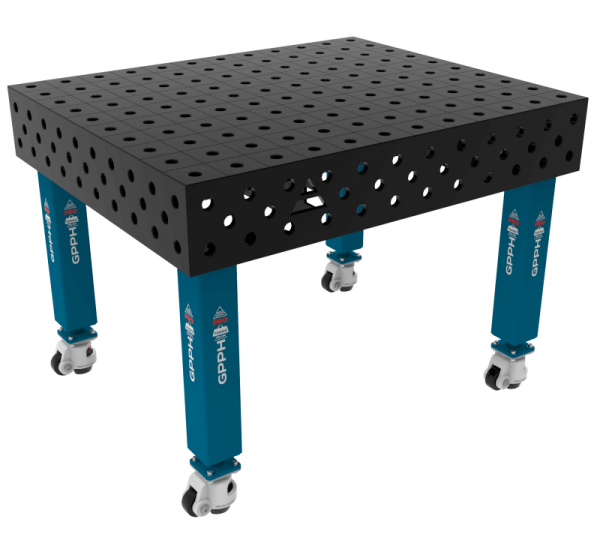 Stół Spawalniczy PRO Siatka - 100x100mm, System - Φ28, Rozmiar - 1200x1200mm, Nogi - Na kołach