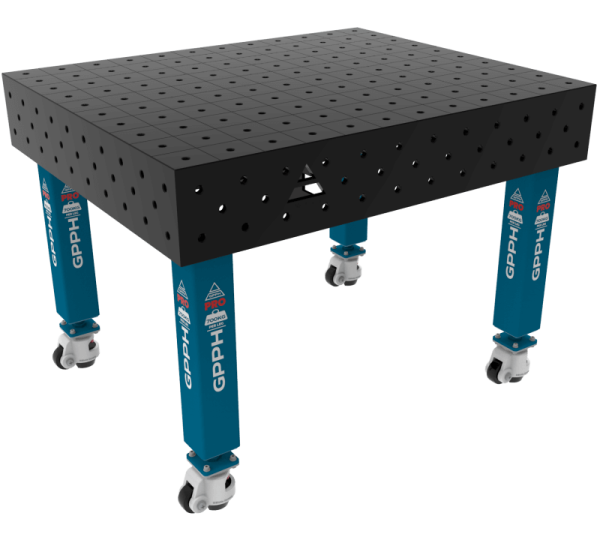 Stół Spawalniczy PRO Siatka - 100x100mm, System - Φ16, Rozmiar - 1200x1200mm, Nogi - Na kołach