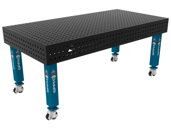 Stół Spawalniczy PRO Siatka - 50x50mm, System - Φ16, Rozmiar - 2000x1000mm, Nogi - Na kołach