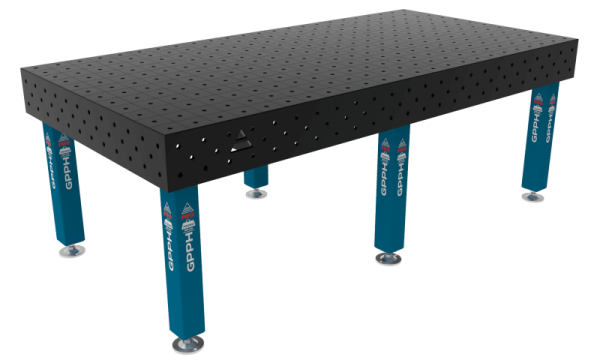 Stół Spawalniczy PRO Siatka - 100x100mm, System - Φ16, Rozmiar - 2400x1200mm, Nogi - Na stopach