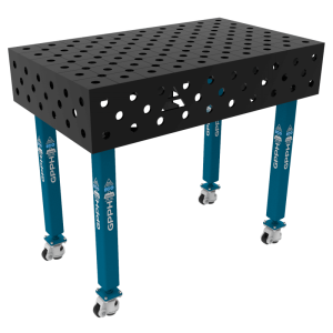 Stół Spawalniczy ECO Rozmiar - 1000x600mm, Siatka - DIAGONALNA, System - Φ28, Nogi - Na kołach