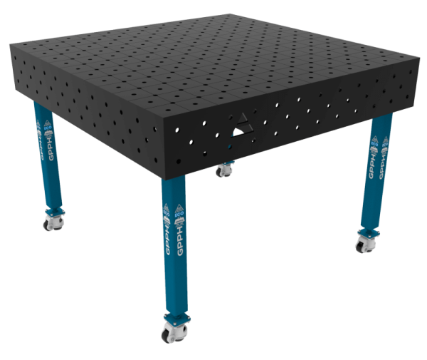 Stół Spawalniczy ECO Rozmiar - 1200x1200mm, Siatka - DIAGONALNA, System - Φ16, Nogi - Na kołach
