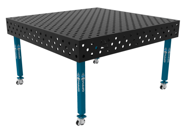 Stół Spawalniczy ECO Rozmiar - 1500x1480mm, Siatka - DIAGONALNA, System - Φ28, Nogi - Na kołach