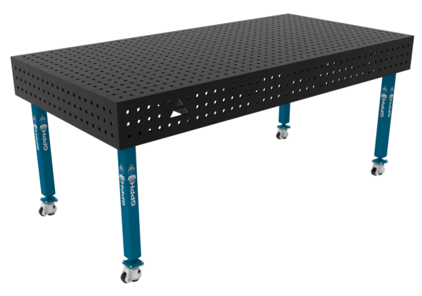 Stół Spawalniczy ECO Rozmiar - 2000x1000mm, Siatka - 50x50mm, System - Φ16, Nogi - Na kołach