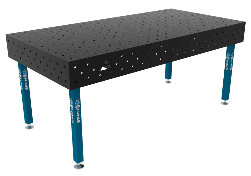 Hegesztőasztal ECO Méret – 2000x1000 mm, Rács – 100x100 mm, Rendszer – Φ16, Lábak – Talpakon