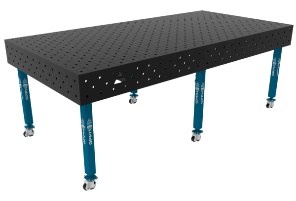 Stół Spawalniczy ECO Rozmiar - 2400x1200mm, Siatka - DIAGONALNA, System - Φ16, Nogi - Na kołach