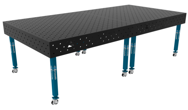 Stół Spawalniczy ECO Rozmiar - 3000x1480mm, Siatka - DIAGONALNA, System - Φ16, Nogi - Na kołach