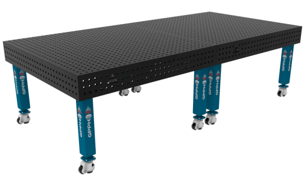 Stół Spawalniczy PRO Rozmiar - 3000x1480mm, Siatka - 50x50mm, System - Φ16, Nogi - Na kołach