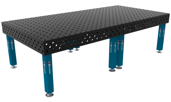 Stół Spawalniczy PRO Rozmiar - 3000x1480mm, Siatka - 100x100mm, System - Φ28, Nogi - Na stopach