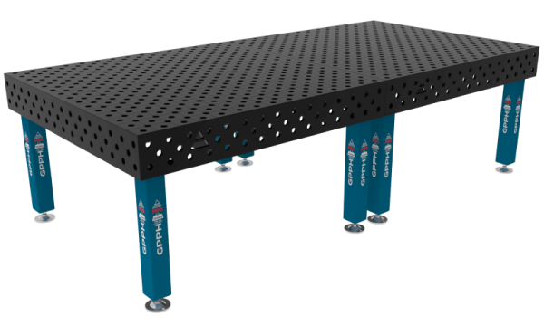 Stół Spawalniczy PRO Rozmiar - 3000x1480mm, Siatka - DIAGONALNA, System - Φ28, Nogi - Na stopach