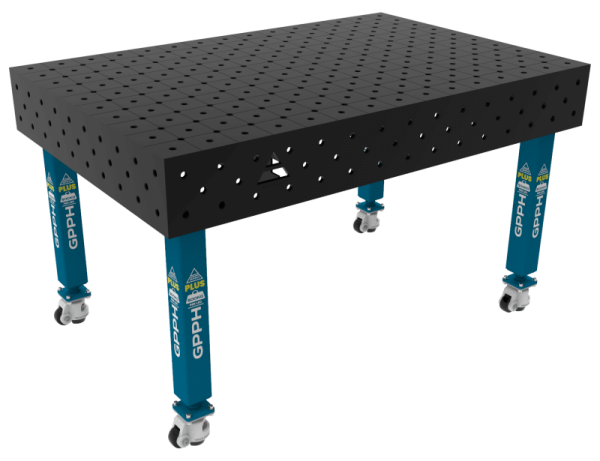 Stół Spawalniczy PLUS Rozmiar - 1500x1000mm, Siatka - diagonalna, System - Φ16 Nogi - Na kołach